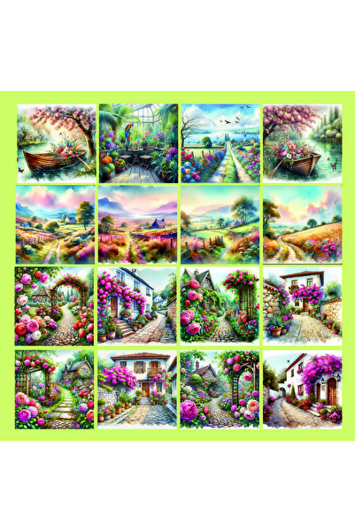 TELLGRAF مجموعة بطاقات بريدية تحت عنوان المناظر الطبيعية (10x10 سم 16 قطعة)