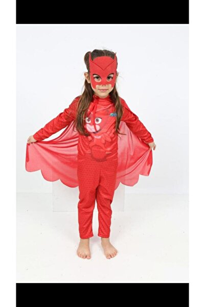 Genel Markalar Pijamaskeliler Baskılı Baykuş Kız Kostümü, Pelerin Ve Maskesi