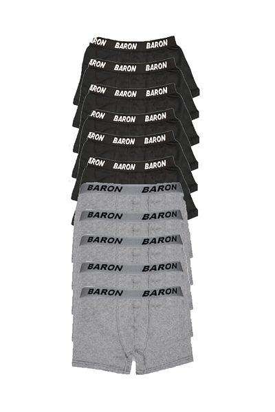 Pi Giyim 12 Τεμάχια Οικονομικό Lycra Boxer Short Μαύρο-γκρι