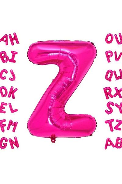 DÜVENCİ TİCARET Fuchsia Letter Foil Balloon 16 Inch 36 cm