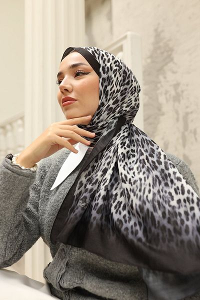 Silk Home Soft Black Leopard Pattern Shawl - 70017-03