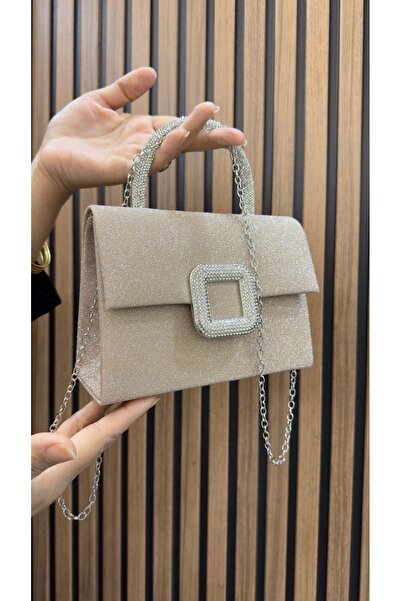 GP GUES POLO Evening Bag Crystal Stone Silvery Evening Bag