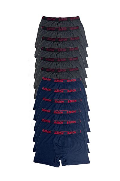 Pi Giyim 12 Τεμάχια Οικονομικό Lycra Boxer Short Navy Blue-smoked