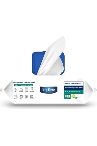 Deep Fresh İz Bırakmaz Yüzey Temizlik Havlusu 100 Yaprak | Beyaz Sabun Kokulu | Karbonat, Beyaz Sirke