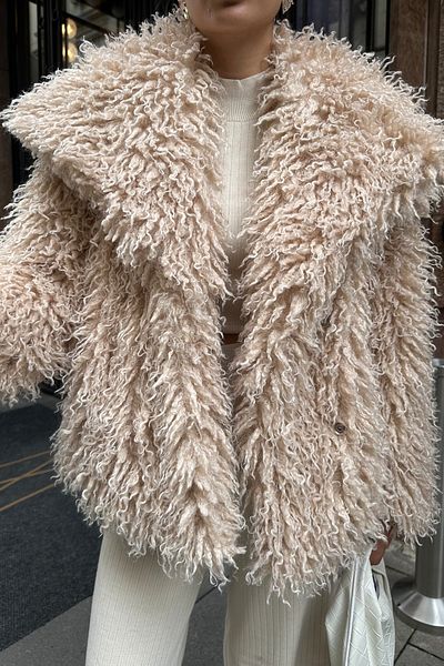 ASEDE Palton de blană cu franjuri din mohair premium importat