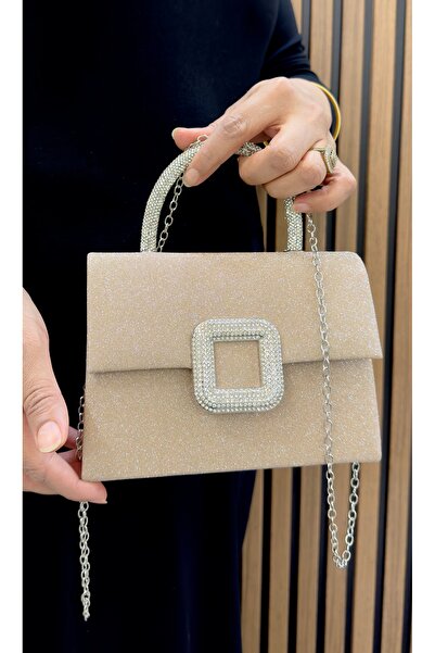 GP GUES POLO Evening Bag Crystal Stone Silvery Evening Bag