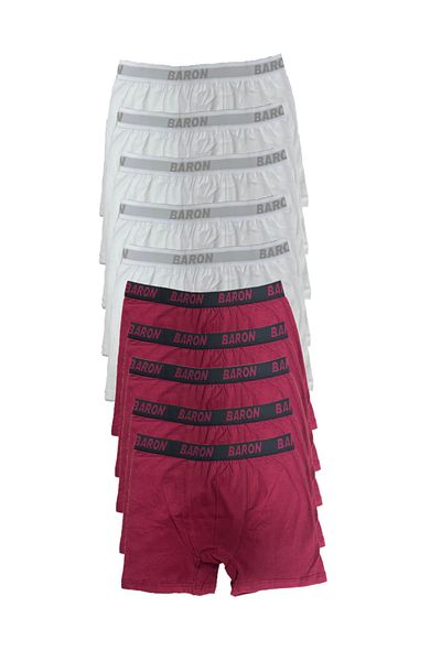 Modaley Giyim 10 Τεμάχια Οικονομικό Lycra Boxer Short Λευκό-μπορντό -my0001