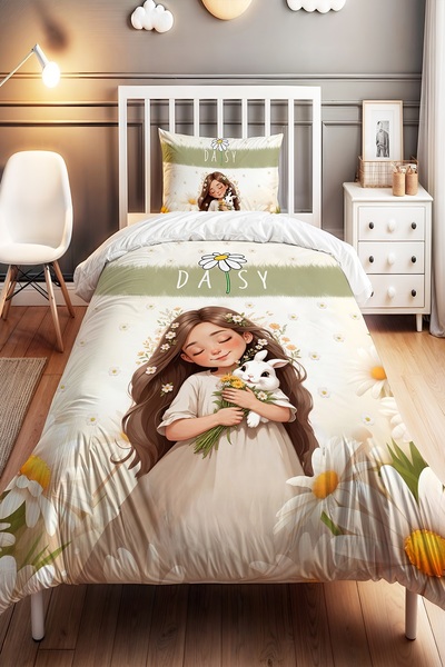 EVPANYA Daisy Crowned Princess Patterned Single Baby Kids Bedding Set