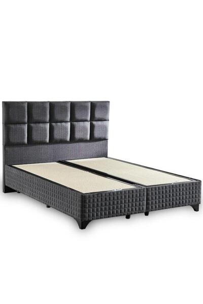 Niron Yatak Star Baza ve Başlık Seti Tek Kişilik Antrasit Keten Kumaşlı Lüks ...