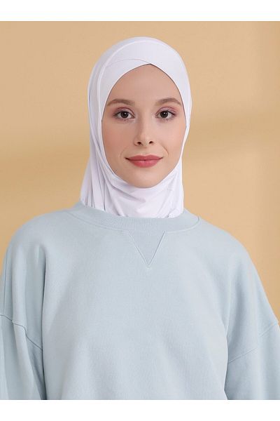 Tuva Şal White Tuva Cross Hijab Sports Bonnet