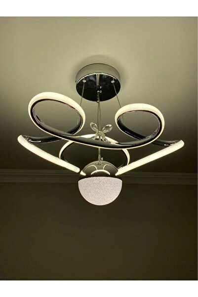 LUCKY LIGHT Venüs Tek Toplu Krom Kaplama 3 Renk Ledli Kristal Taç Lı Salon-oturma Odası - Avize