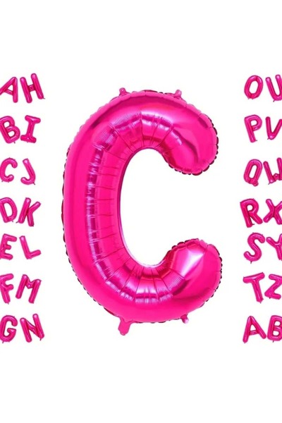 DÜVENCİ TİCARET Fuchsia Letter Foil Balloon 16 Inch 36 cm
