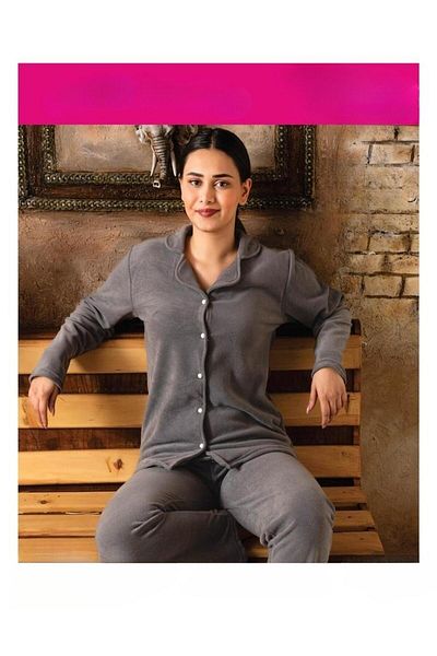 Sude Γυναικείο Σετ Πιτζάμες Πουκάμισο γιακά Fleece M922 - 1 Τεμάχιο