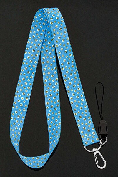 Apptakı Papatya Desenli Yaka Kartı Boyun İpi Telefon Askısı - ASK0141