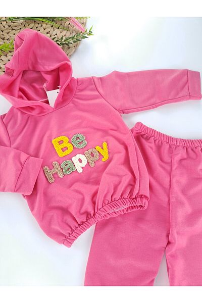 Butik Baby Girl / Child Tracksuit Set Pink Color Seasonal 2 Thread Polarless Embroidered
