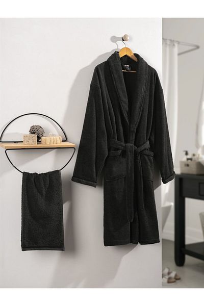 Cotton Box Σετ Μονό Μπουρνούζι Deluxe Χρώμα Anthracite
