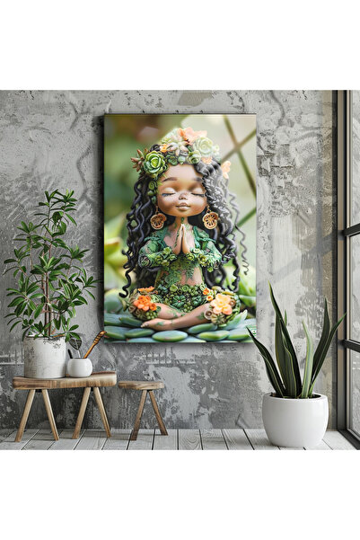 BV DEKOR Γυάλινος πίνακας ζωγραφικής με μωρό σε στάση διαλογισμού, Αφηρημένη ...