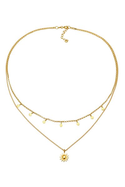 ELLI Náhrdelník Layer Náhrdelník Dámský řetízek s přívěskem na slunce 925 Sterling Silver léto / pláž 36 cm