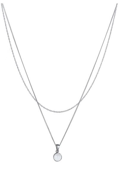 ELLI Halskette Layer Mondstein Solitär Weiß 925 Sterling Silber