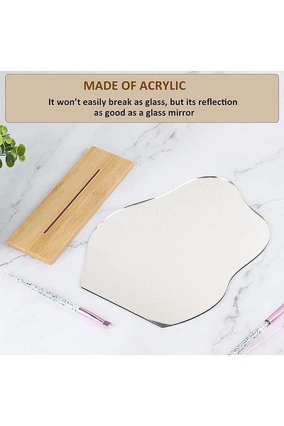COOYA Acrylic Makeup Mirror with Stand,Desk Decor Vanity, Cloud Shape Frameless Mirror,for Bedroom