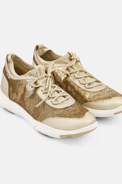 Geox Women Lace Up Casual Shoes, Gold