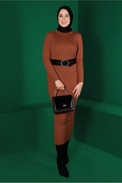 TRENDTESETTÜR Γυναικείο Καφέ (ΤΟΚΙΤ) Πλεκτό Φόρεμα T 0014