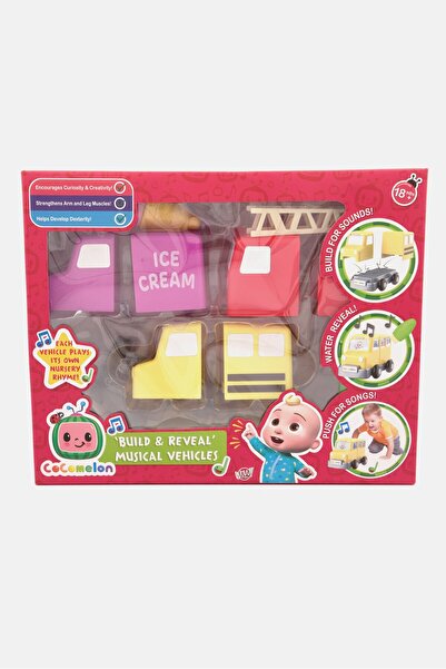 Cocomelon Build and Reveal Musical Vehicles Playset, Red Combo