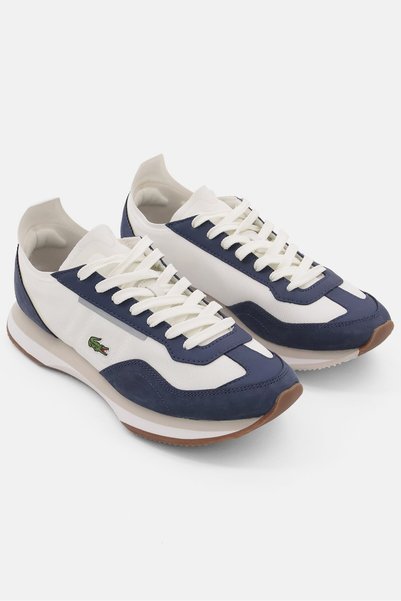 Lacoste Women Lace Up Match Break Embroidered Logo Casual Shoes, White/Navy