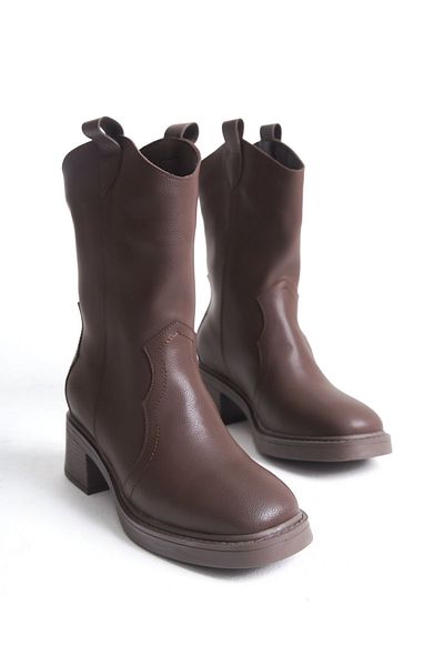 Entella Store Γυναικείες καουμπόικες μπότες Bitter Brown Blunt Toe