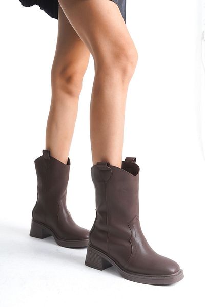 Entella Store Γυναικείες καουμπόικες μπότες Bitter Brown Blunt Toe