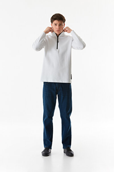 Fulla Moda Basic Yarım Fermuarlı Dik Yaka Sweatshirt