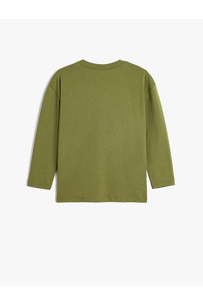 Koton Long Sleeve Oversize Cotton T-Shirt - Crew Neck