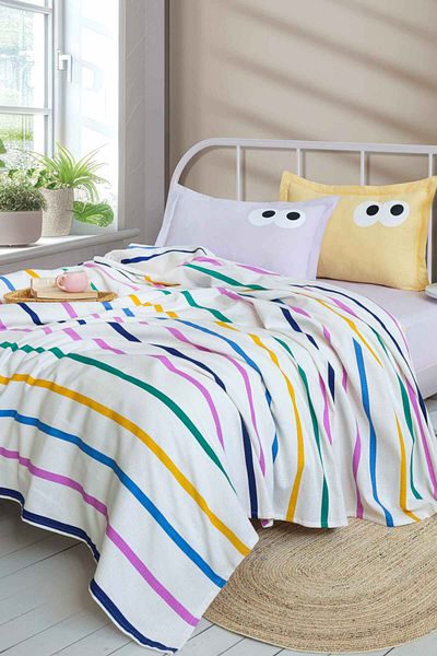 Eponj Home Yellow and Lilac Printed Double Pique Set