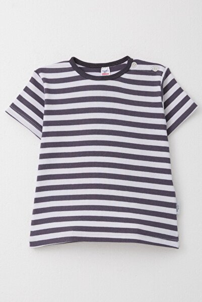 Breeze 1-4 Years Old Boy Smoked Placket Striped T-Shirt
