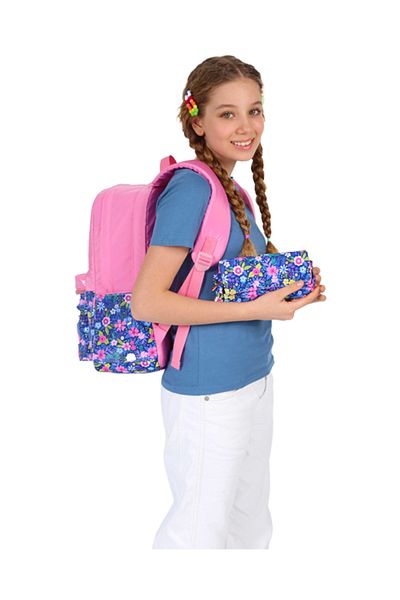 KAUKKO Surprise Pink Soft Floral Pencil Bag - K2669