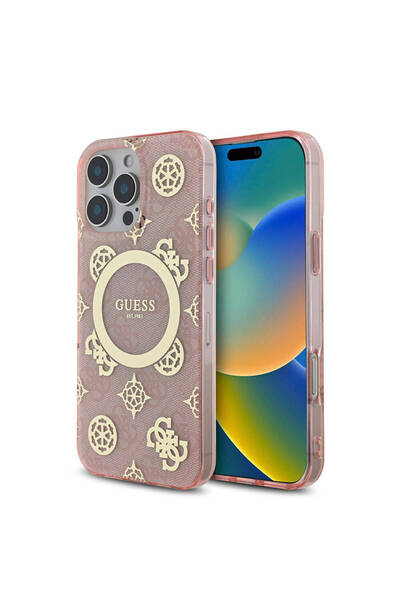 Guess iPhone 16 Pro Max Kılıf Guess Lisanslı Magsafe Özellikli IML Peony ve 4...