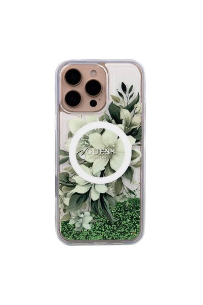Guess iPhone 16 Pro Compatible Case Guess Licensed Magsafe Featured Liquid Gl...