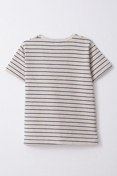 Breeze 1-4 Years Boy Beige Melange Placket Striped T-Shirt