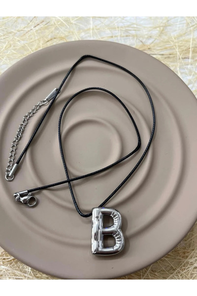 YASİN TOPÇU قلادة فضية بحرف B مقاس 45 سم
