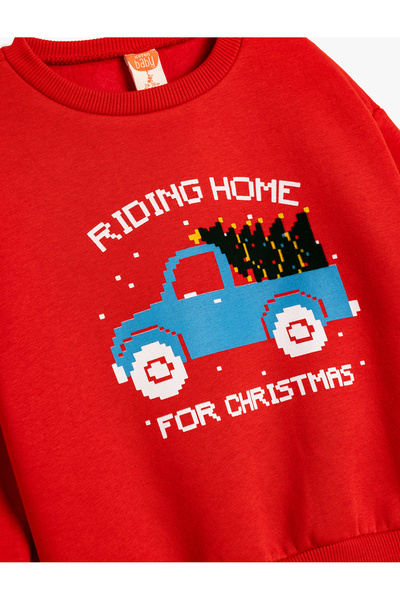 Koton Μακρυμάνικο φούτερ με στάμπα με θέμα την Πρωτοχρονιά