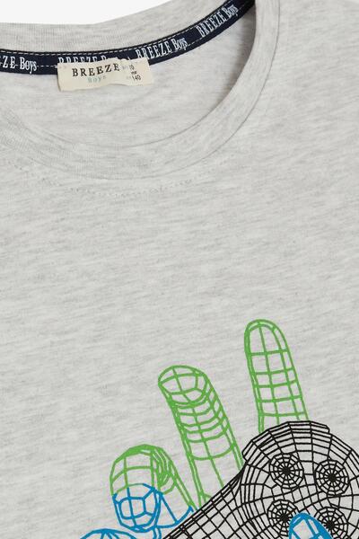 Breeze Μπλουζάκι για αγόρι 8-14 ετών - Εκτύπωση κονσόλας παιχνιδιών, Grey Melange