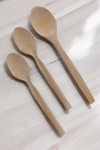 küche&haus 3-Piece Natural Wooden Spoon Set - Non-Varnished Food