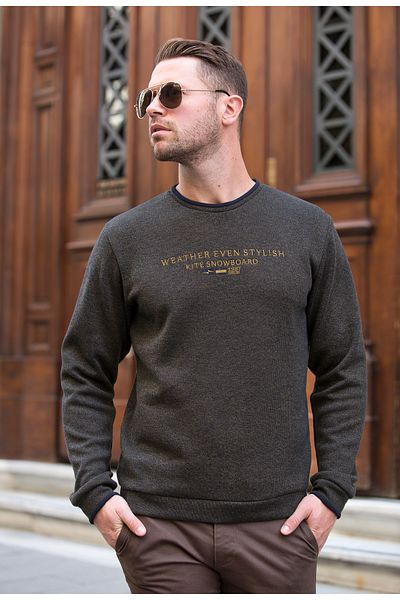 Masimar Men's Muline Thessaloniki Fabric Embroidered Regular Fit Sweatshirt