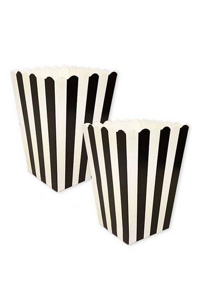 Parti Dükkanım White Corn Box with Black Stripes (8 PCS)