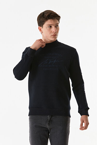 Fulla Moda Світшот з вишитим написом і високим коміром