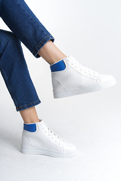 Moda Değirmeni Λευκό-Μπλε Γυναικείες Κοντές Μπότες BG1147-101-0007