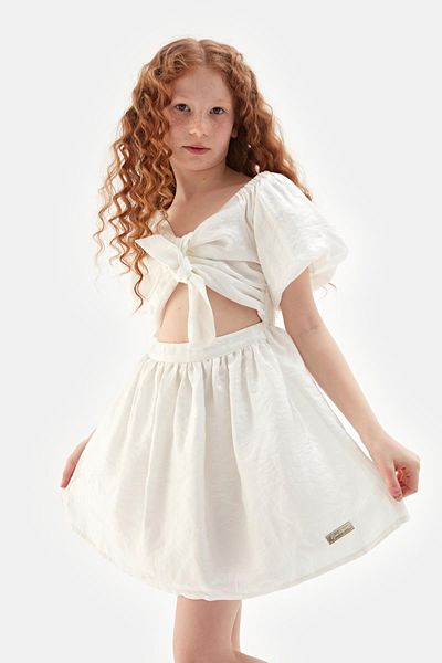 Tyess Bg Store Κοριτσίστικο Λευκό Φόρεμα 23ss0tj4915
