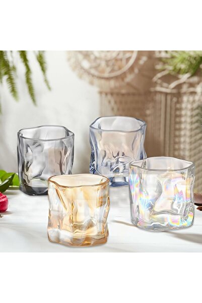 Yenigeldi 2 Adet 250ml Gökkuşağı Yanardöner İskandinav Tarzı Bükülme Cam Visk...