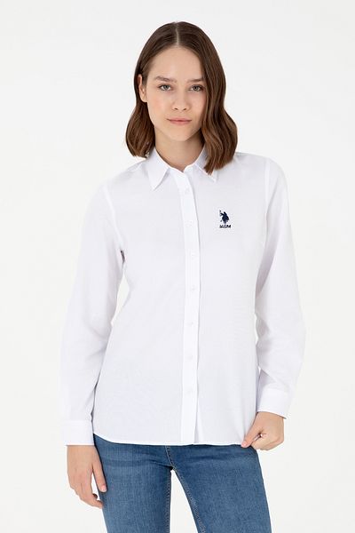 U.S. Polo Assn. Cămașă de bază cu mânecă lungă albă de damă 50295711 -VR013