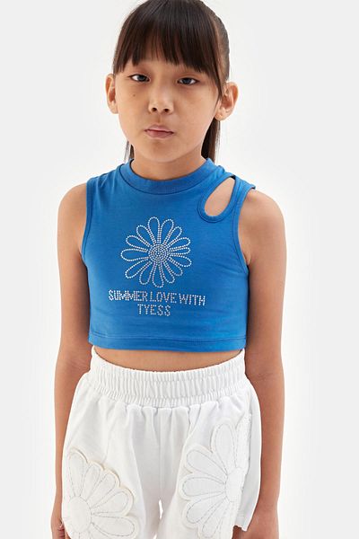 Tyess Bg Store Girl's Blue Tank Top 23ss1tj4528